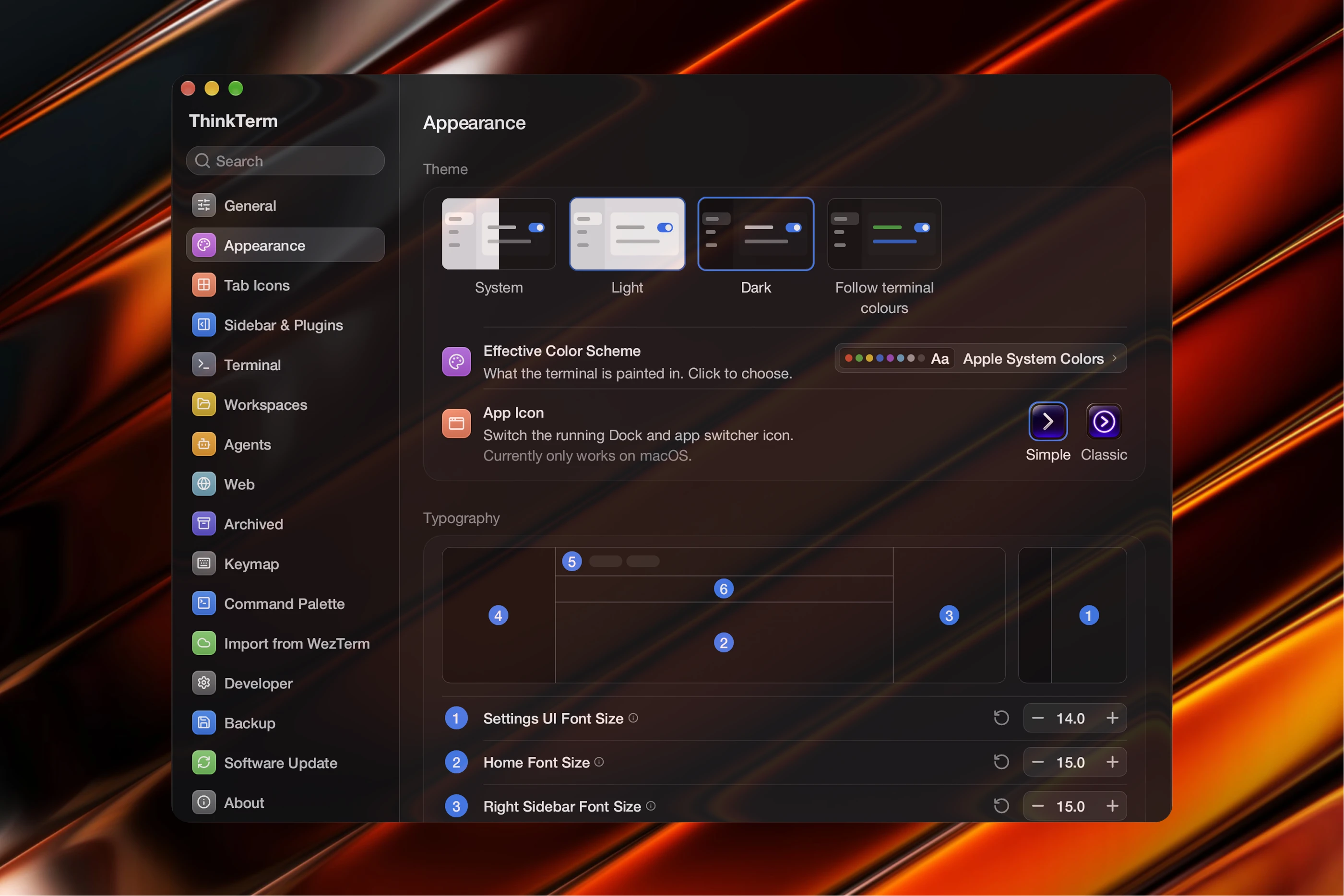 Full native preferences panel